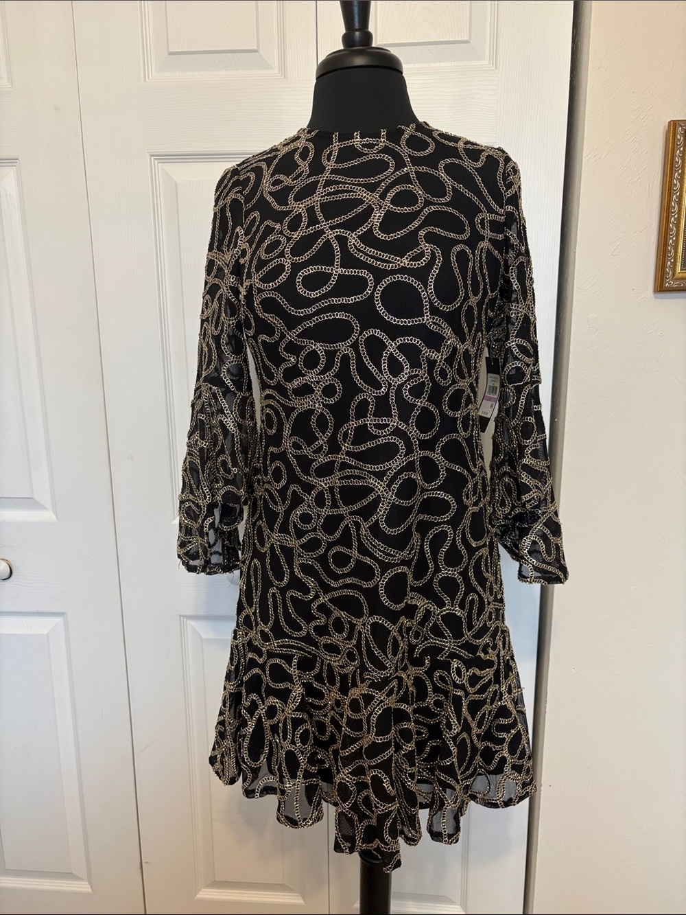 NWT Jessica Howard Gold Chain Embroidered Cocktail Dress | 6P.